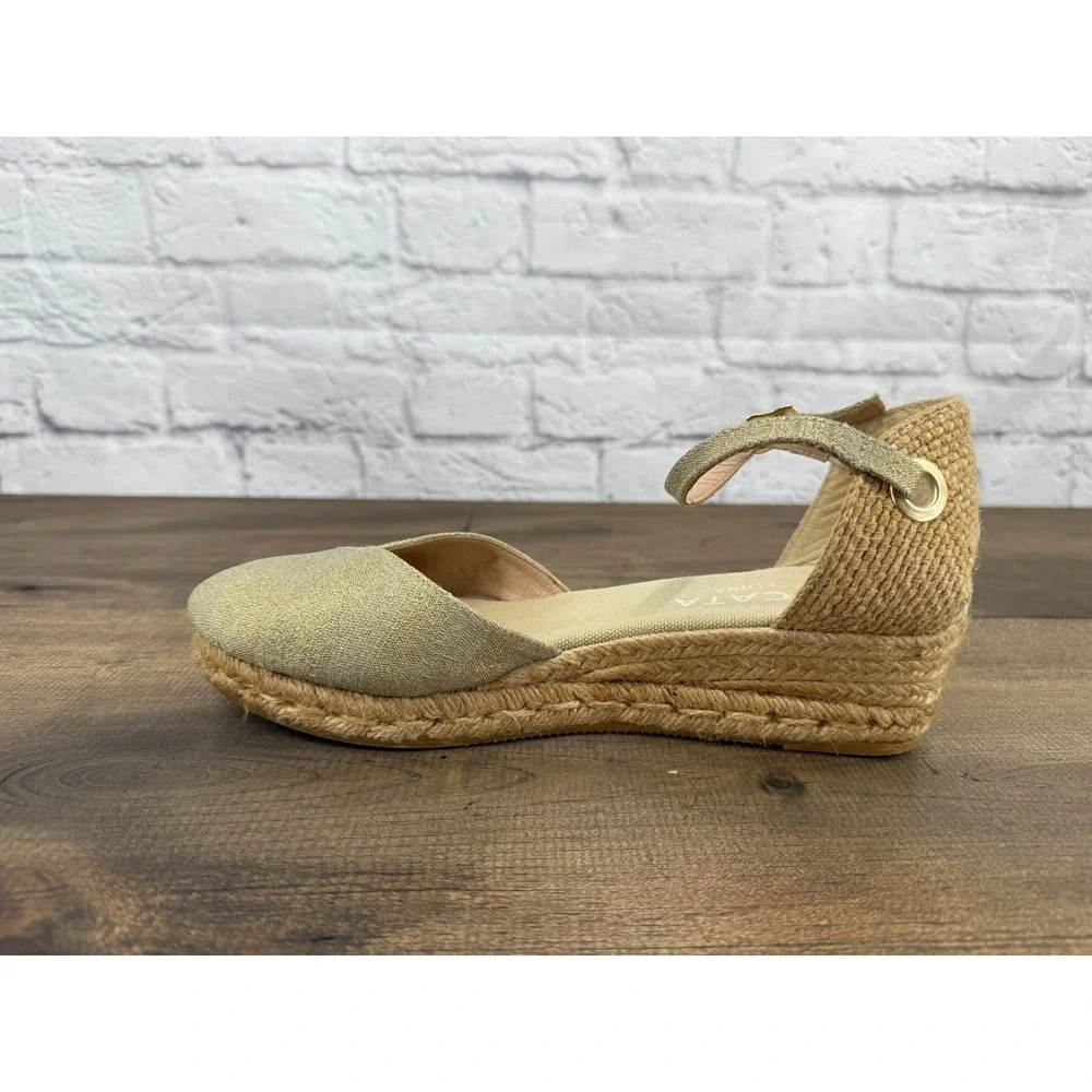 Viscata Barcelona Pubol Canvas Espadrille Wedge Sandals Gold Women's‎ 41/11